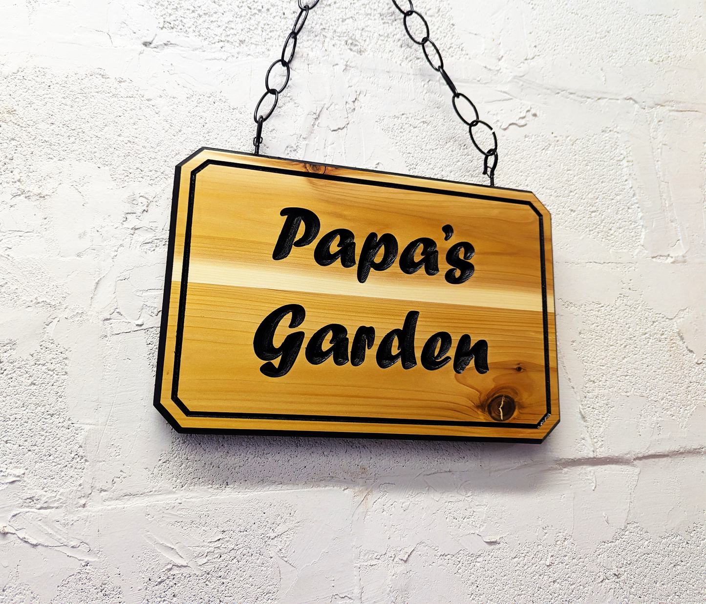 Custom Engraved Wooden Sign with Optional Mounting Chain