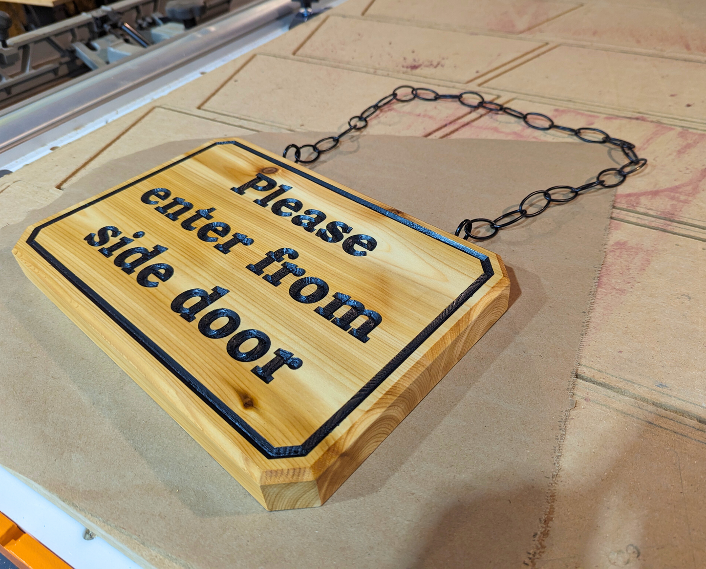 Custom Engraved Wooden Sign with Optional Mounting Chain