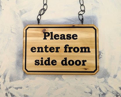 Custom Engraved Wooden Sign with Optional Mounting Chain