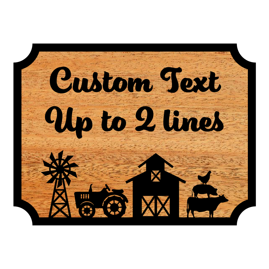 Custom Wooden Sign with Farm Sign and Personalized Text