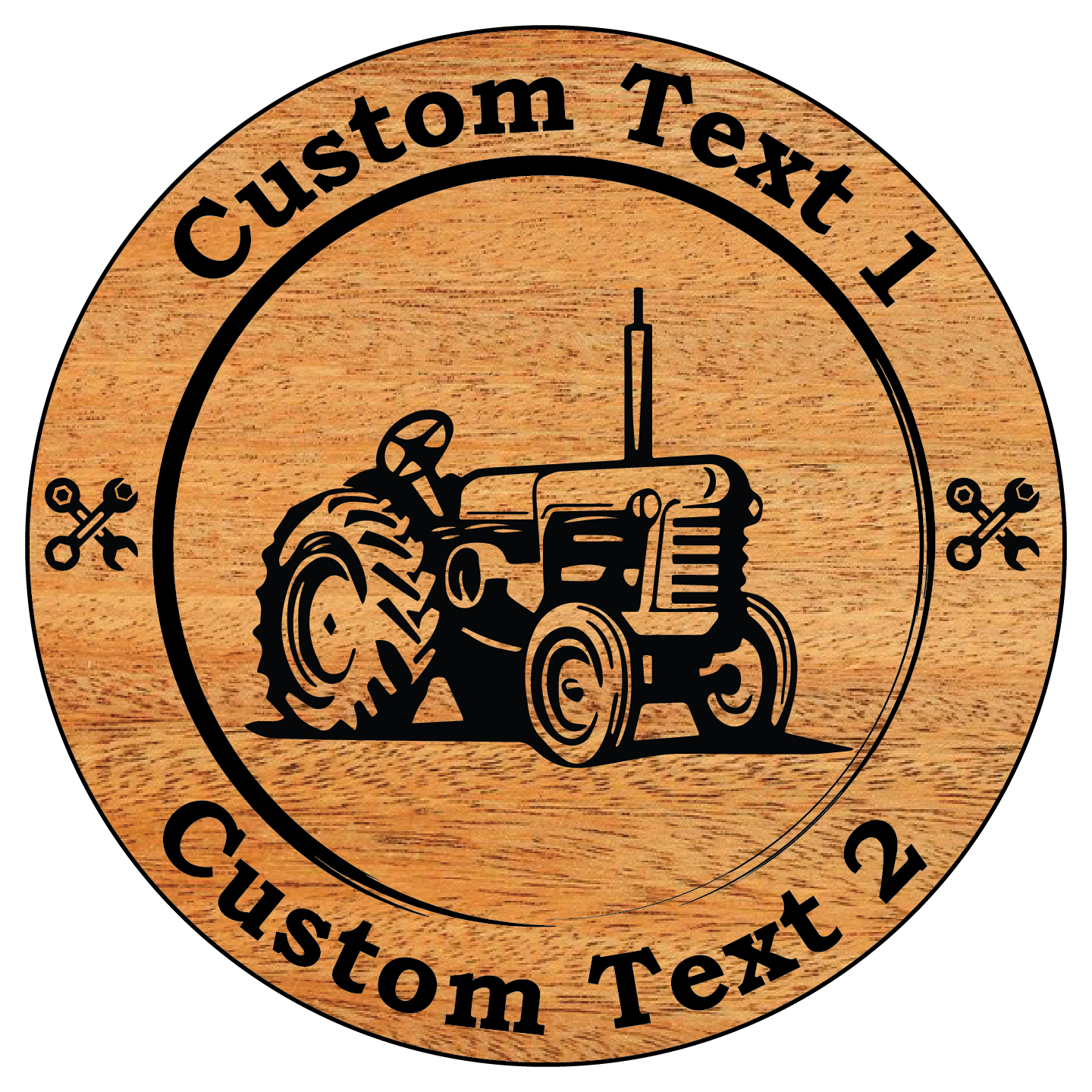 Wooden Farm Sign with Tractor and Personalized Text