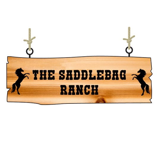 Custom Text Ranch Style Sign with Horses