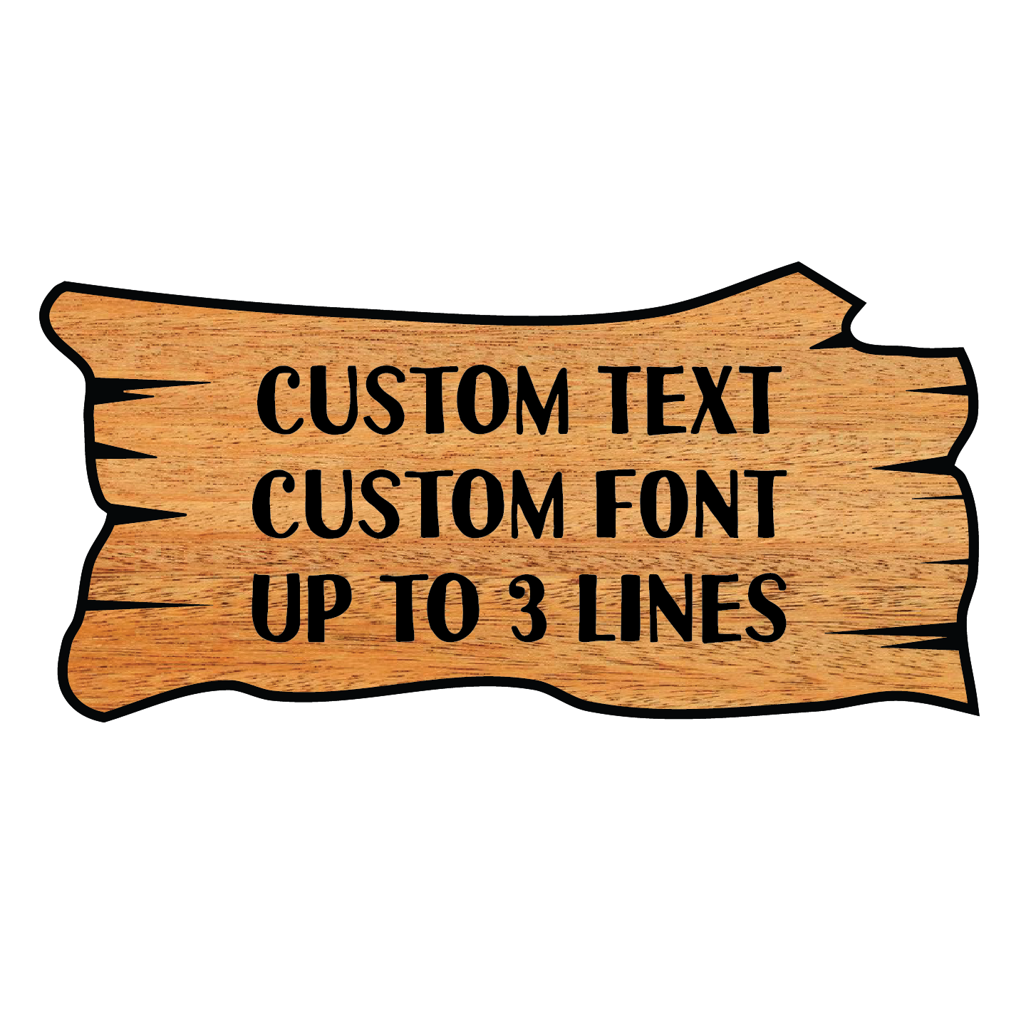 Rustic Log-Shaped Wooden Sign With Custom Text