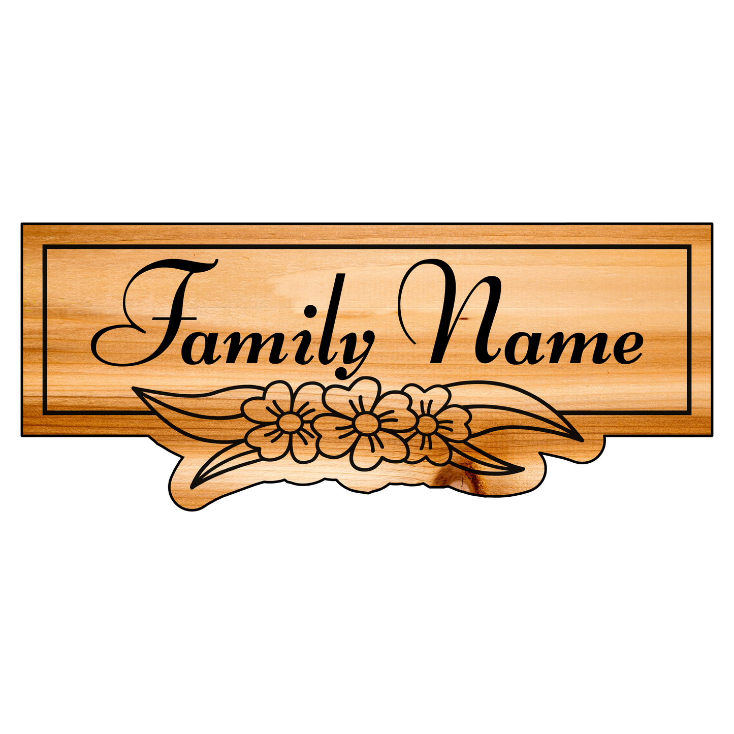 Personalized Family Name Sign with Flowers Accent