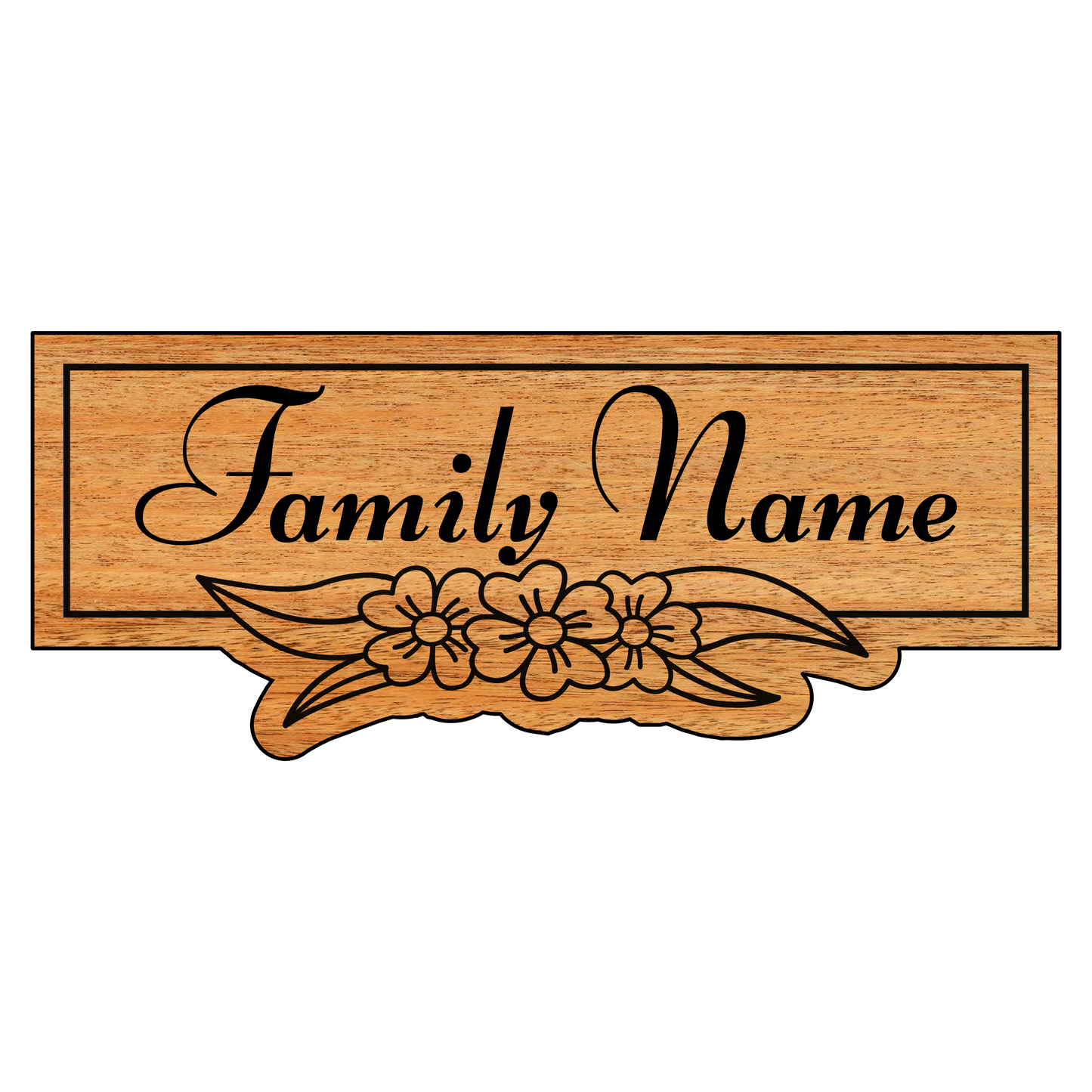 Personalized Family Name Sign with Flowers Accent