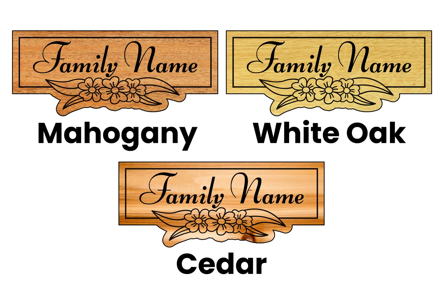 Personalized Family Name Sign with Flowers Accent
