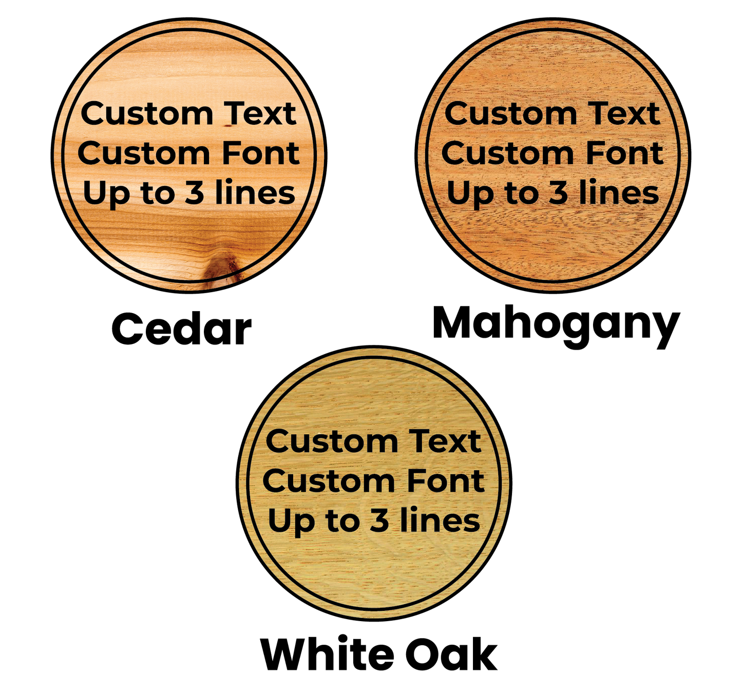 Simple Text Only Custom Wooden Sign - Circle - 3 lines