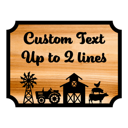 Custom Wooden Sign with Farm Sign and Personalized Text