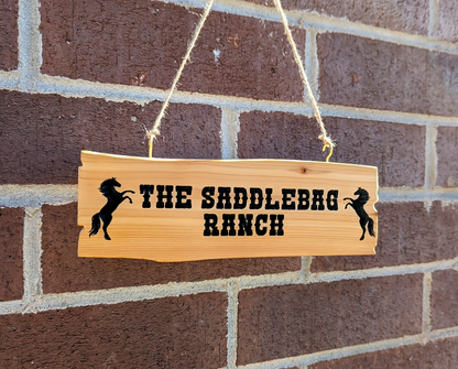Custom Text Ranch Style Sign with Horses