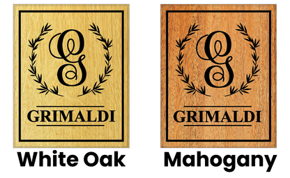 Custom Monogram and Family Name on Quarter-Sawn White Oak or Mahogany