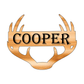 Antler Shaped Mahogany Sign With Personalized Engraving