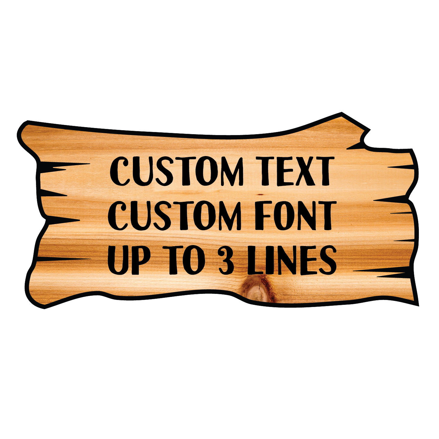 Rustic Log-Shaped Wooden Sign With Custom Text
