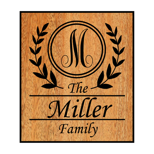 Custom Family Family Plaque with Monogram - Mahogany or White Oak