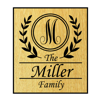 Custom Family Family Plaque with Monogram - Mahogany or White Oak