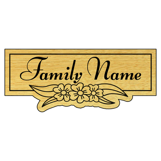 Personalized Family Name Sign with Flowers Accent